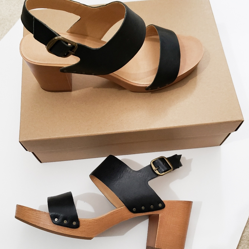 LUCKY BRAND LBJ HEMZI BLACK SADDLE LEATHER CHUNKY